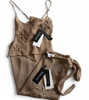 Tiger-mist Women's Tan and Gold Dress thumbnail 1