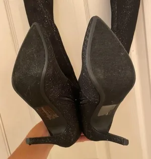 Jacobies Black Shimmer Thigh High Stiletto Boots thumbnail 13