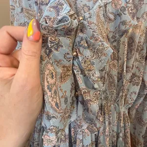 En‎ Creme Blue Paisley Ruffle Romper Long Bell Sleeve Boho ERU61761TR Large thumbnail 10