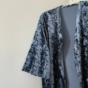 Crushed Velvet Kimono Duster Boho Soft Glam Festival Cardigan Open Front Robe thumbnail 5