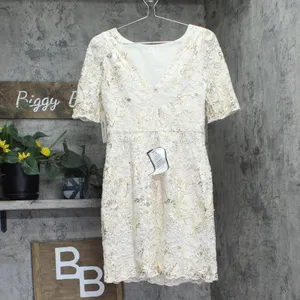 Eliza J Womens Sequin-Lace Puff-Shoulder Dress EJ4M3436 Ivory Off White 6 thumbnail 2