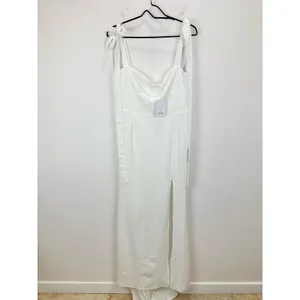 Lulus Splendid Love White Bustier Tie-Strap Mermaid Maxi Dress Wedding Large NWT thumbnail 5