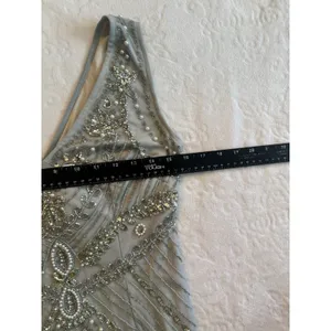 Adrianna Papell Embellished Beaded Evening Blue Dress Gown Prom Sz 4 thumbnail 15