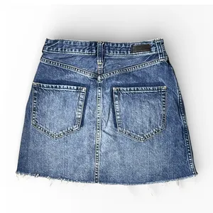 Abercrombie Fitch Denim Mini Skirt Distressed Frayed Raw Hem Blue Size 25 Y2K AF thumbnail 2