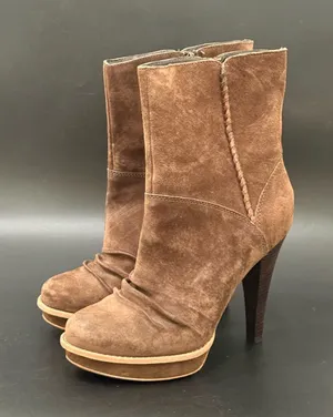 UGG Australia Brown Suede Bianka Heeled Booties 8 thumbnail 1