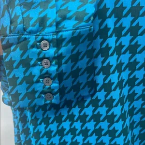 Ann Taylor Teal Houndstooth V-Neck Blouse thumbnail 7