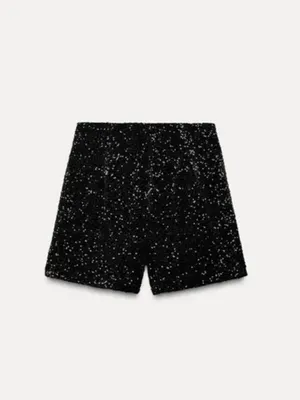 Zara sequin black shorts Xs‎ thumbnail 4