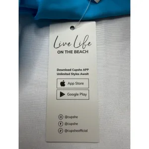 Cupshe Bright Blue Ruffle Sleeve Tankini Set High Waisted Ruched Swimsuit L thumbnail 13