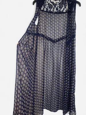Navy lace trim cover up Blue thumbnail 2
