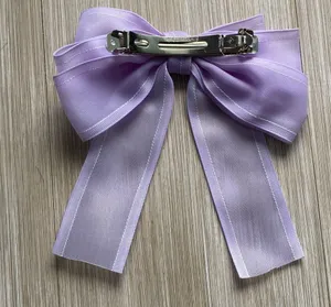 Purple Lavender clip Bow thumbnail 5