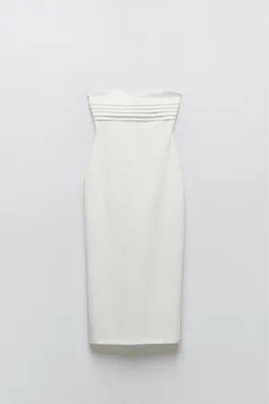 Zara midi bodycon dress sleeveless white wedding coctail party thumbnail 8