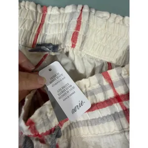 Aerie Women Red Gray Plaid Pajama Jogger Pants Sleepwear 4216-125 Small NEW thumbnail 5