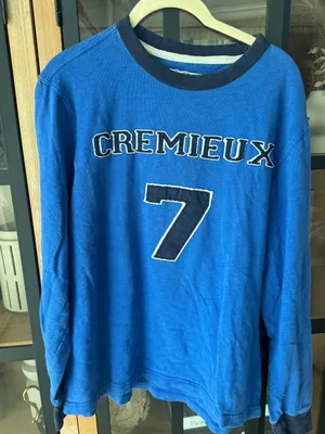 Vintage y2k cremieux long sleeve tee sweatshirt layered too 7 varsity navy patch thumbnail 5