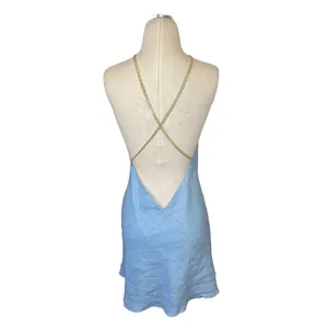 Amanda Uprichard REVOLVE Claudia X Back Chain Dress in Sky Blue Large New thumbnail 6