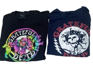Grateful Dead band short sleeve tee shirt black navy pair‎ small medium graphic thumbnail 1