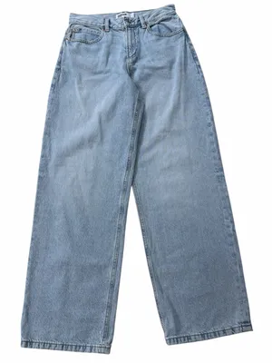 Garage Clothing Low Rise Baggy Wide Leg Denim Jeans Light Blue Wash thumbnail 1