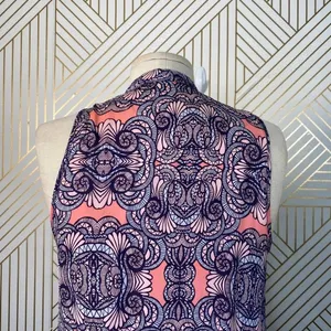 Amanda Uprichard Mini Dress Drop Hem Tie Neck Geometric Print Pink Purple Small‎ thumbnail 7