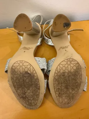 Badgley Mischka Silver Crystal Bow Ankle-Strap Heels thumbnail 6