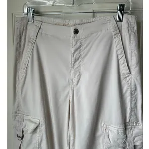 American Eagle Cream Baggy Wide Leg Cargo Pants - 6R thumbnail 4