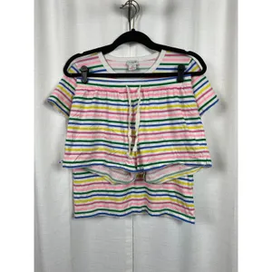 J.Crew Rainbow Stripe Cotton Pajama Short Set Sz.XS thumbnail 4