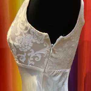 Vtg 90s Rampage bias cut satin damask prom maxi slip dress mermaid gown wedding thumbnail 4