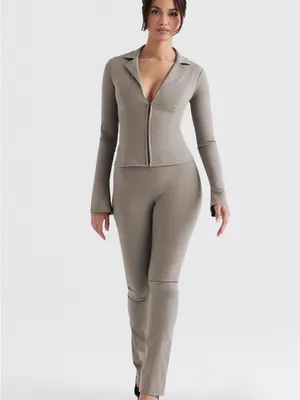 House of CB Laurel High Waisted Trousers Flared Pants Smoke Gray Grey Medium thumbnail 3