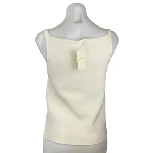 NEW Abercrombie & Fitch Cream Sleeveless Rib Knit Cami Camisole Crop Tank Top L thumbnail 3