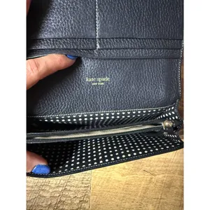 Vtg Kate Spade New York Bifold Black Leather‎ Wallet 4x7.5" thumbnail 4