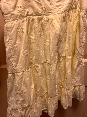 Princess Polly Yellow Eyelet Tie-Strap Mini Dress US 4 cotton ruffles thumbnail 9