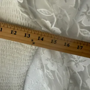 Ember‎ White Floral Lace Square Neck Smocked Peplum Top M Coquette Victorian thumbnail 6