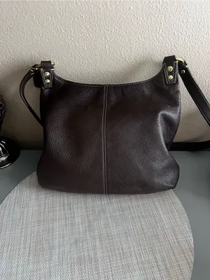 Coach Dark Brown Pebbled Leather Bag with Gold Hardware thumbnail 2