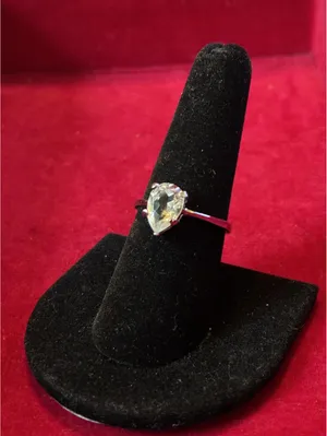 Icy Glassy Pear Cut Faux Diamond Solitaire Costume Ring Silver Tone Size 8 thumbnail 3