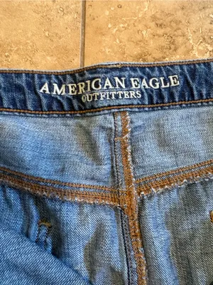 American Eagle Outfitters Blue Denim Distressed Floral Mini Skirt thumbnail 2