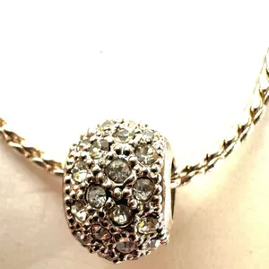 Silver tone rhinestone bead necklace thumbnail 10