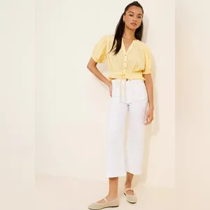 Anthropologie NWOT Maeve The Colette Cropped Wide-Leg Pants: Embroidered Edition thumbnail 3