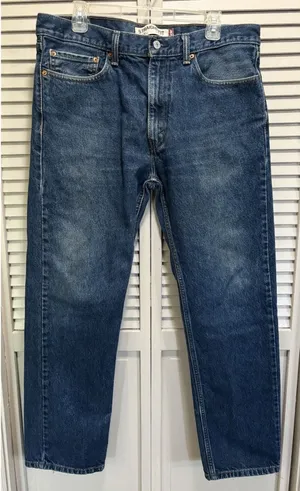 Levis 505 Zip Logo Straight Leg Size 36x32 Mid Rise Cotton Med Wash Cotton thumbnail 1