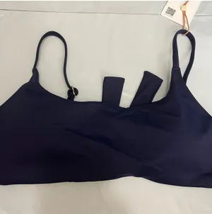 New Quince Italian Scoop Neck Bikini Top Deep Navy Small thumbnail 1