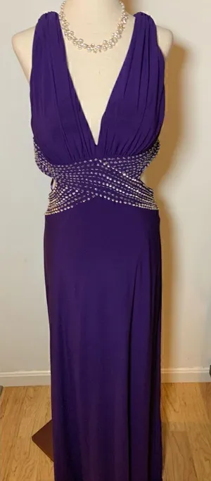 Betsy and Adam purple long dress with sequence size 8 thumbnail 1