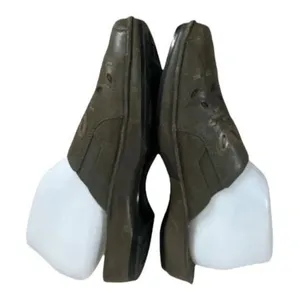 Clarks Women Olive Green Leather Slip On Mules Thick Stitched Clogs Wedges 9M thumbnail 3