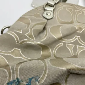 COACH M Size Tan Signatur Jacquard Fabric Handbag thumbnail 7