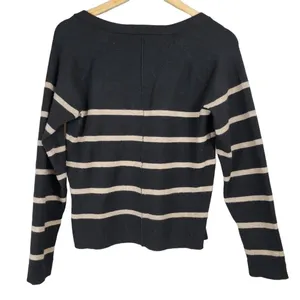 Bobeau Womens‎ Sweater Black Beige Stripe V Neck Long Sleeve Size S thumbnail 2