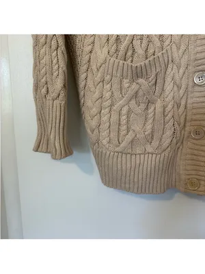 J. Crew Cableknit Chunky Fishermans Button Front Cardigan Sweater Womens Medium thumbnail 3