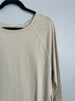 MONO B Beige Scoop Neck Long Sleeve Raglan Top Sz S thumbnail 3