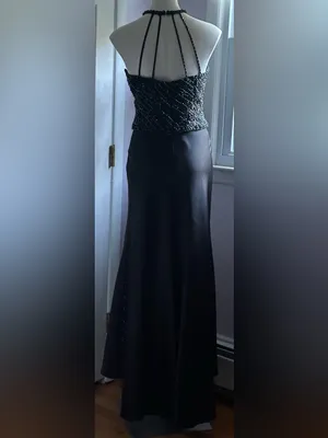 DESTINATION BY MON CHERI Beaded Halter Black Prom Gown Sz 8 thumbnail 3