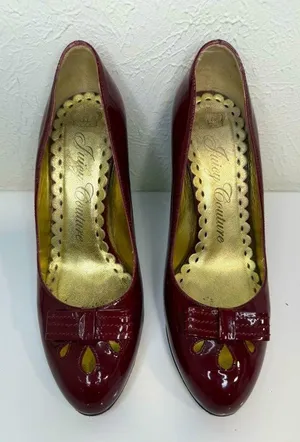 Juicy Couture Dark Red Patent Block Heel Pumps US 6 ~4” Heel thumbnail 1