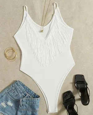 Fringe Body Suit White Size XS thumbnail 1