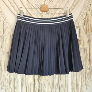 Beyond Yoga If You Pleats Tipped Elastic Mini Skirt Navy Striped Waist XL NEW thumbnail 6