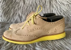 Cole Haan Lunargrand Wingtip Oxfords tan suede upper 7.5 women’s thumbnail 1