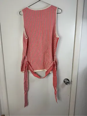 And Taylor NWT red, vertical striped sleeveless, belted knit top XL thumbnail 8