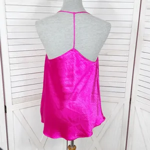 Express Satin Drape Front String Racerback Camisole Top Hot‎ Pink Medium thumbnail 6